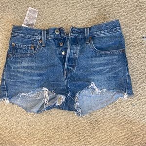Levi’s 505 blue distressed shorts size 26